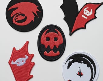 How to train your Dragon Patch: Embroidered Iron-on Applique for Jacket, Night Fury Tail Patch