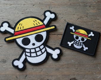 Straw Hat Pirate Flag Embroidered Morale Patch - One Piece Iron on & Velcro Applique