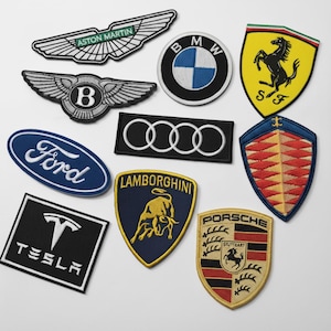 Embroidered Supercar Logo Patch, Iron-On Automotive Patches