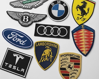 Embroidered Supercar Logo Patch, Iron-On Automotive Patches