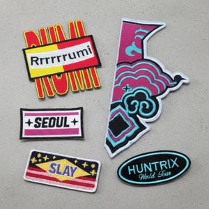 K-Pop Inspired Demon Hunter Embroidered Iron-On Patch Set | Anime Style Idol Fighter Jacket Patches | Cosplay Gift Set
