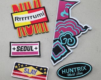 K-Pop Inspired Demon Hunter Embroidered Iron-On Patch Set | Anime Style Idol Fighter Jacket Patches | Cosplay Gift Set