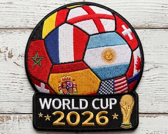 World Cup 2026 Embroidered Patch, Soccer Ball Flag Design, Football Fan Gift, Iron On Sew On Badge, Jacket & Backpack Applique