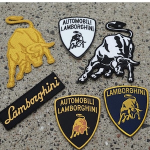 Motorsport Racing Embroidery Patches: Lamborghini Iron-on Applique for Jacket or Bag, Retro Automotive Logo Patch