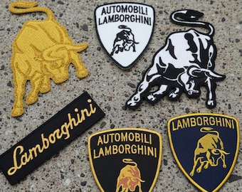Motorsport Racing Embroidery Patches: Lamborghini Iron-on Applique for Jacket or Bag, Retro Automotive Logo Patch