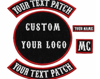 Custom Biker Patch Set | MC Rockers Large Back Name & Logo Patch | Embroidered Motorcycle Vest Patches