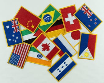 Embroidered National Flag Patches: Iron/Sew on, or Velcro Applique, Small Country Flag Patch