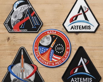 Artemis II NASA Patches | Lunar Mission Embroidery Badge | Moon & Space Explorer Astronaut Patch