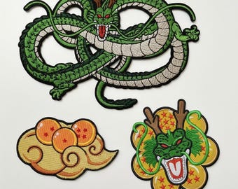 Parches bordados termoadhesivos de dragón verde / Dragón de dibujos animados estilo anime para chaquetas y ropa