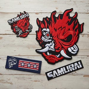 Cyberpunk 2077 Samurai Patch: Video Game Embroidered Iron & Sew On Patches, Cosplay Mask Patches for Jacket