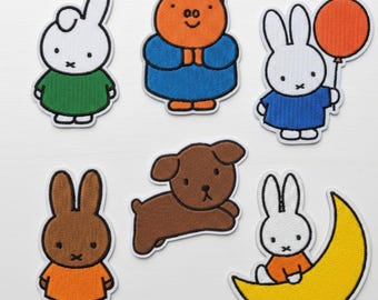Cute Bunny & Friends Embroidered Iron-On Patches | Cartoon Animal Kawaii Jacket Patch | Sew-On Badge for Clothing and Bags
