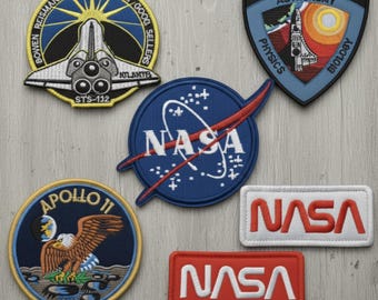 Space Exploration Embroidered Patch Set | Moon Mission & Shuttle Inspired Iron/Sew-On Patches | Apollo Style Collectible Badges