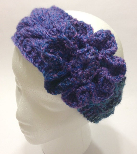 Knitted Headband Cable Crochet Flower Handmade Ear Warmer Etsy
