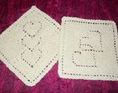 Knitted Dishcloths Handmade Washcloths Heart Design Valentine
