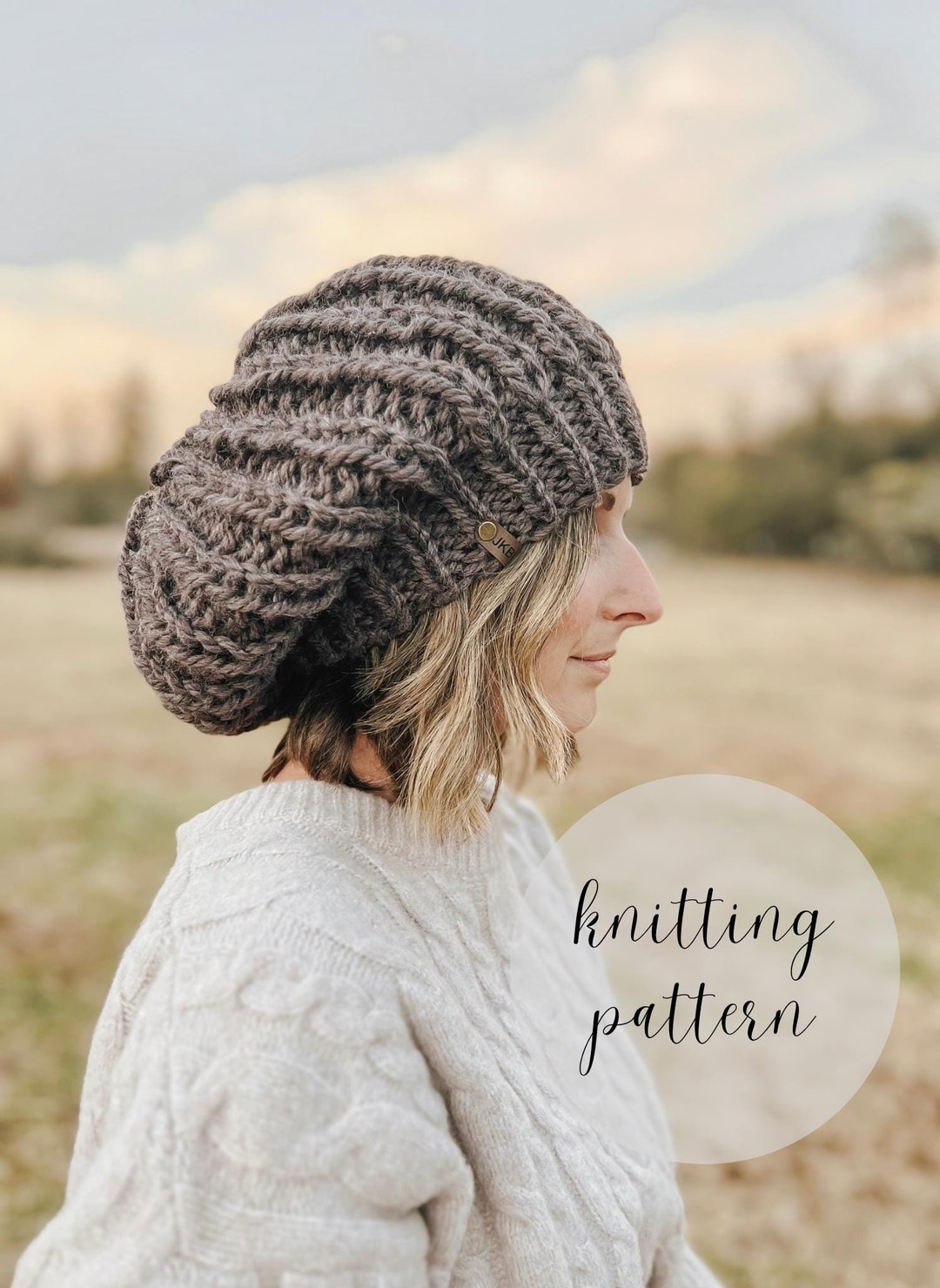 PDF KNITTING PATTERN - the Oversized Beret - Slouchy Beanie Baggy Hat ...