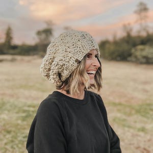 The Oversized Swirl Beanie - Chunky Slouchy Beanie - Handmade Knit Beanie