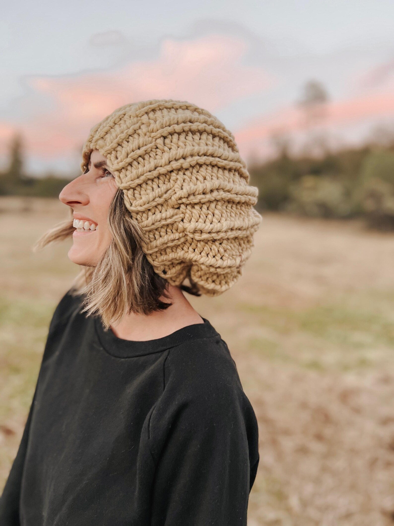 The Beret - PDF KNITTING PATTERN Slouchy Beanie Chunky Beret Baggy Hat