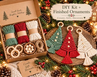 Macrame Christmas Tree Craft Kit, DIY Holiday Decor, Festive Wall Hanging, Christmas Gift for Crafters