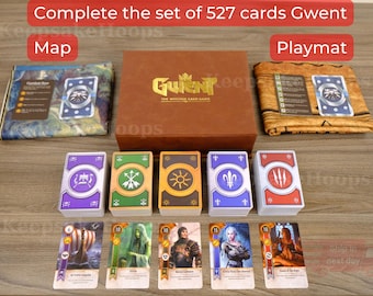 Gwent Leather Cards • 527 Cards Box • All 5 Decks • Playmat & Map included • Gwent The Witcher Card Game • Gwent Board • The Witcher Gwent