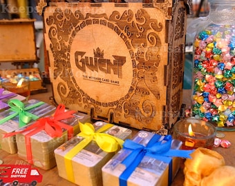 Gwent Cards • 527 Cards w.Wooden Box • All 5 Decks • Playmat & Map included • Gwent The Witcher Card Game • Gwent Board • The Witcher Gwent