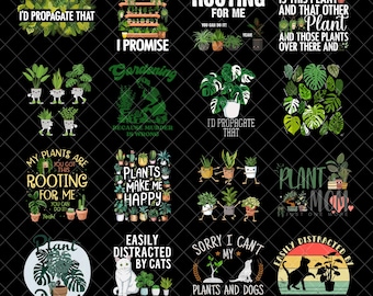 Pacote de PNGs com frases para amantes de plantas, PNG de plantas, frases digitais sobre plantas, PNG de mãe de planta, frase engraçada sobre plantas, frases sobre jardinagem, download instantâneo, jardinagem