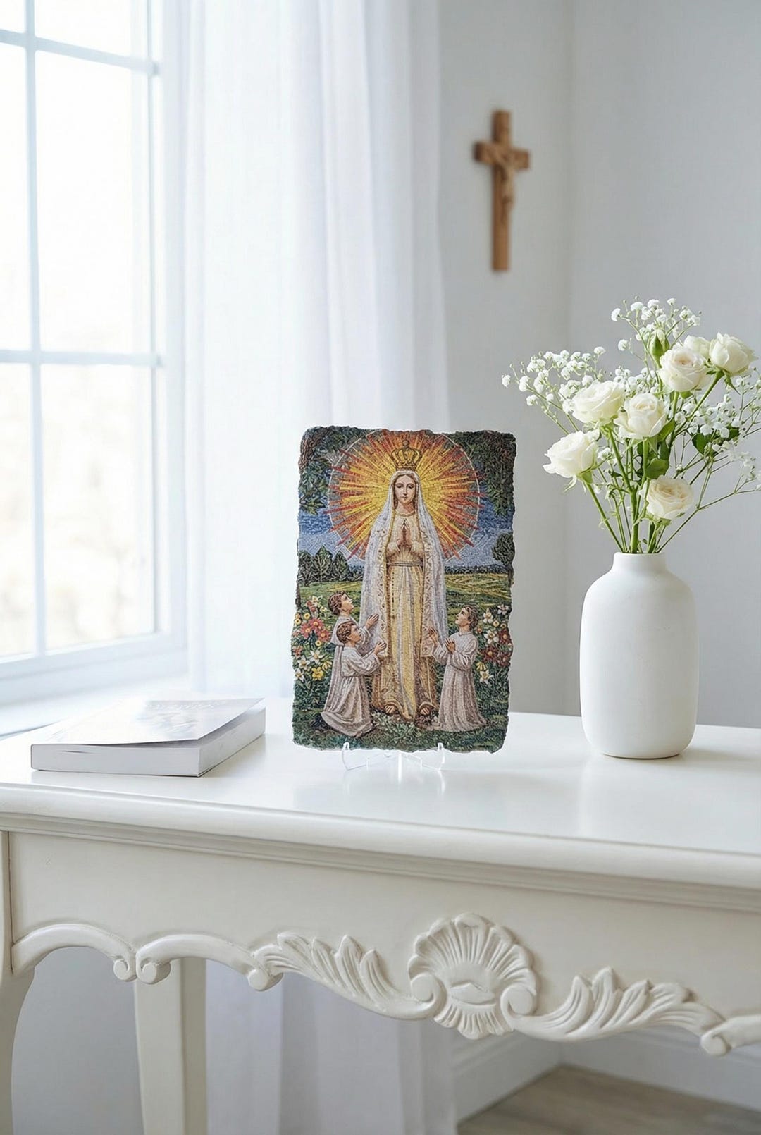 Our Lady of Fatima Plaque, Catholic Wall Decor, Marian Art, Baptism ...