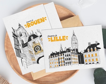 Souvenir de vacances - Carte postale de  Rouen, Lille ou personnalisable