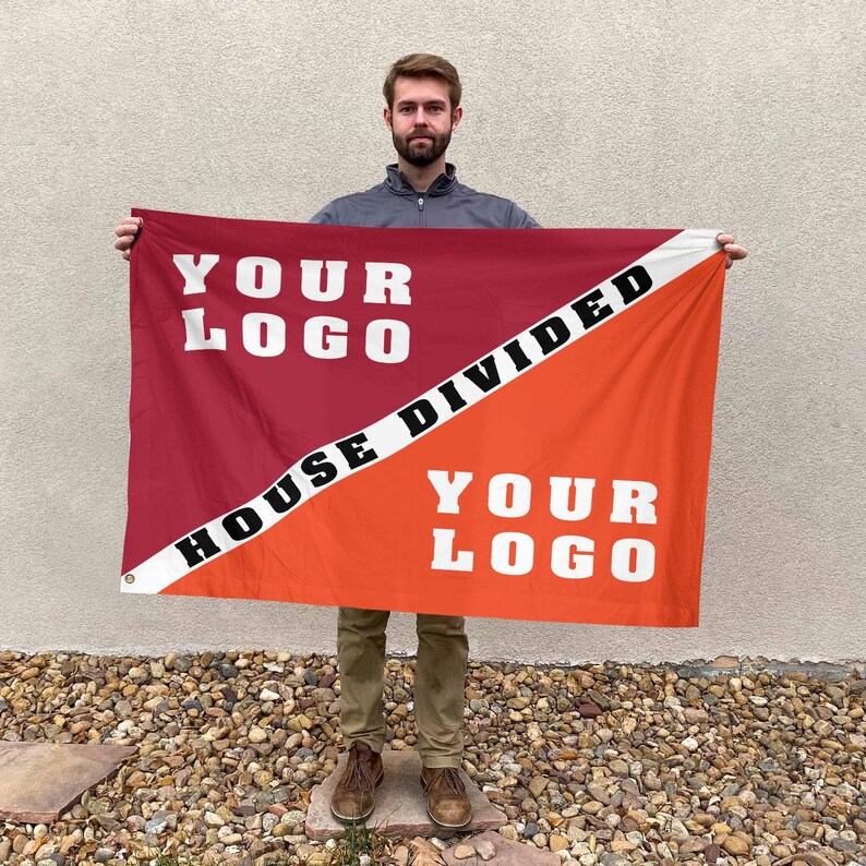 Customized Your Logo Flag, Custom House Divided Flag, Houseplans Decor ...