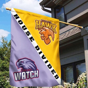 Custom House Divided Flag, Custom All Team Sport Flag, House Divided Flag, College Flag, 2 Teams Flag, College House Decor, Garden Decor