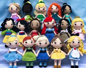 Custom Disney Princess Handmade Crochet Dolls, Custom Amigurumi Princess Plushies, Cute Soft Toy for Kids, Perfect Gift for Disney Fans