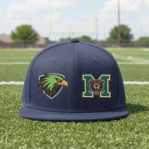 Custom House Divided Embroidered Hat, Customized Sports Logo Cap, Embroidered 2 Teams Split Cap, College Sport Cap, Custom House Divided Cap