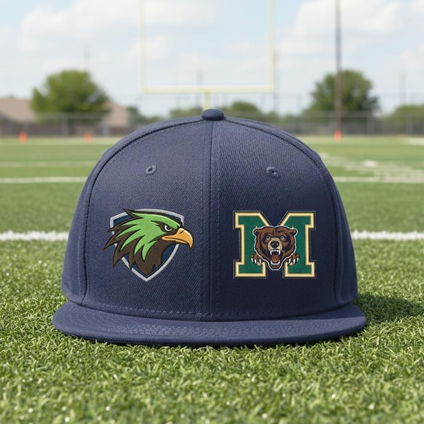 Custom House Divided Embroidered Hat, Customized Sports Logo Cap, Embroidered 2 Teams Split Cap, College Sport Cap, Custom House Divided Cap