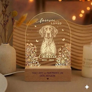Personalized German Shorthaired Pointer  LED Night Light , Custom Dog Sympathy Gift, Pet Memorial Gift , Dog Remembrance Gift, custom frame