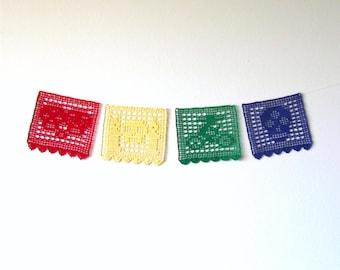 Day of the Dead Banner Crochet Pattern - Four Papel Picado Patterns - Dia de los Muertos - Mexican Home Decor