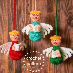 Choir of Angels Crochet Pattern, Crochet Christmas Ornaments, Crochet Angel Ornament, Amigurumi Crochet Pattern, DIY Christmas Crafts image 1