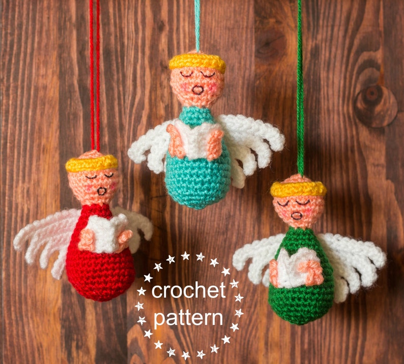 Choir of Angels Crochet Pattern, Crochet Christmas Ornaments, Crochet Angel Ornament, Amigurumi Crochet Pattern, DIY Christmas Crafts image 1