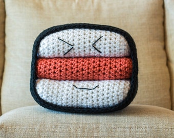 SPAM Musubi Almohada Patrón de Ganchillo - Juguete de Comida de Ganchillo Relleno - Decoración Caprichosa del Hogar - Amigurumi Kawaii Hawaiano