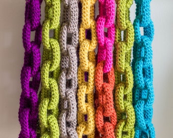 Chain Link Scarf Crochet Pattern - Crochet Scarf Pattern - Crochet Cowl Pattern - Statement Necklace