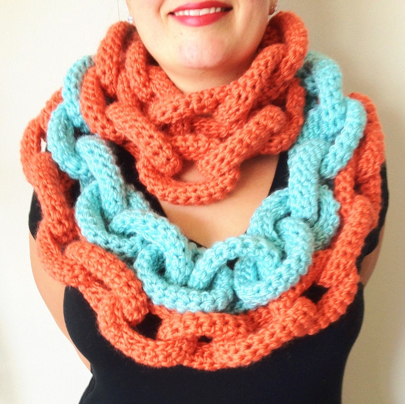 Chain Link Scarf Crochet Pattern Crochet Scarf Pattern Crochet Cowl Pattern Statement Necklace image 4