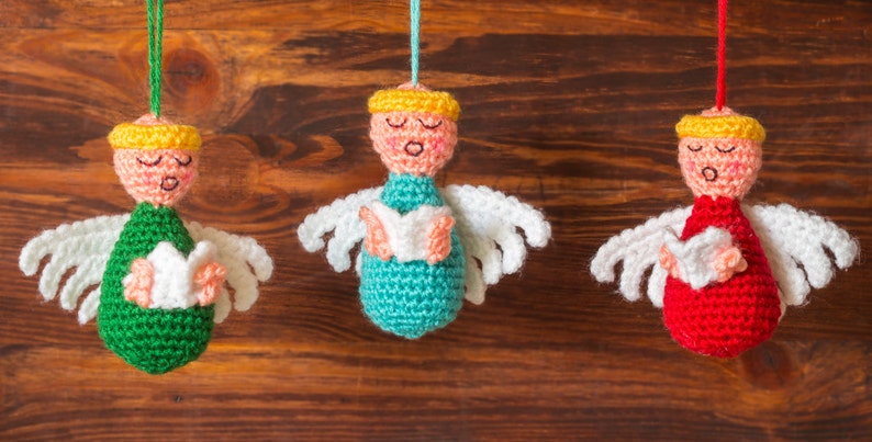 Choir of Angels Crochet Pattern, Crochet Christmas Ornaments, Crochet Angel Ornament, Amigurumi Crochet Pattern, DIY Christmas Crafts image 2