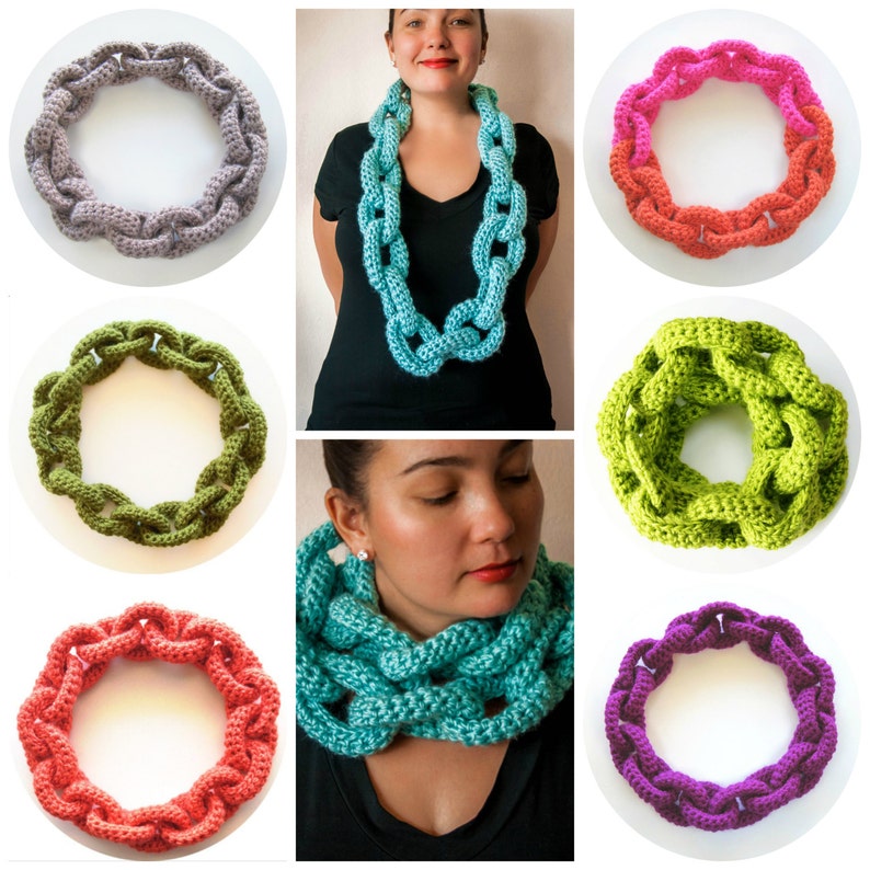 Chain Link Scarf Crochet Pattern Crochet Scarf Pattern Crochet Cowl Pattern Statement Necklace image 5