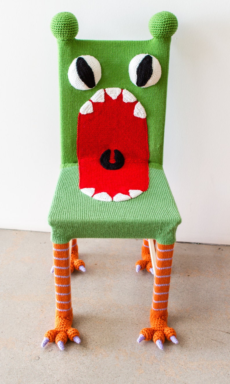 Whimsical Monster Chair Colorful Kids Furniture Yarn Bombed Etsy