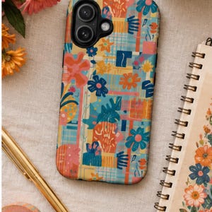 Bloom Mosaic Phone Case | Colourful Floral Patchwork Phone Case | Tough Protective Case for iPhone, Samsung & Google Pixel | Botanical Gift