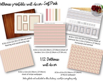 Soft Pink Dollhouse Wallpaper 1:12 Scale