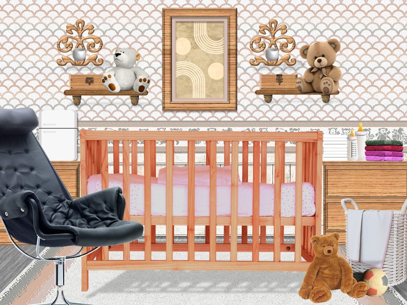 Nursery Boho Rainbow Dollhouse Wallpaper 1:12 Scale image 2