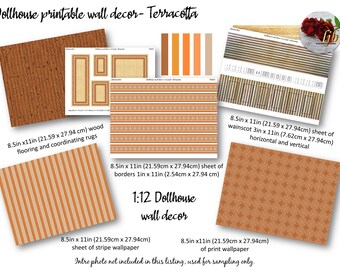 Terra Cotta Dollhouse Wallpaper 1:12 Scale