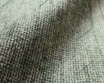 Hand Knotted Solid Green Wool Rug | Minimalist Modern Carpet for Living Room | Contemporary Handmade Area Rug