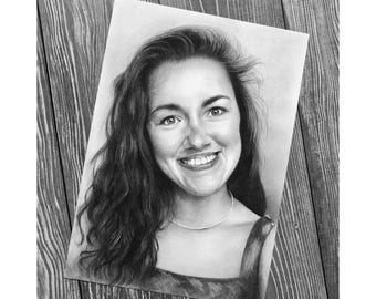 Custom Pencil Portrait from Photo, Hand Drawn Christmas Gift, Personalized Realistic Art