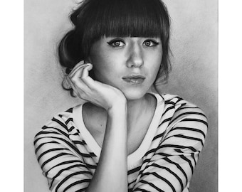 Portrait vom Foto, Bleistiftzeichnung vom Künstler, Handgezeichnete Skizze, realistisches Kunstwerk