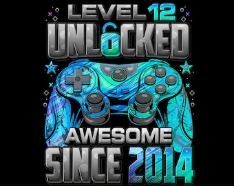 Poziom 12 Odblokowany Gracz PNG, 12. urodziny (Pobranie cyfrowe)